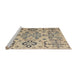 Sideview of Machine Washable Abstract Khaki Green Rug, wshabs4884