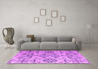 Machine Washable Abstract Purple Modern Rug, wshabs4884pur