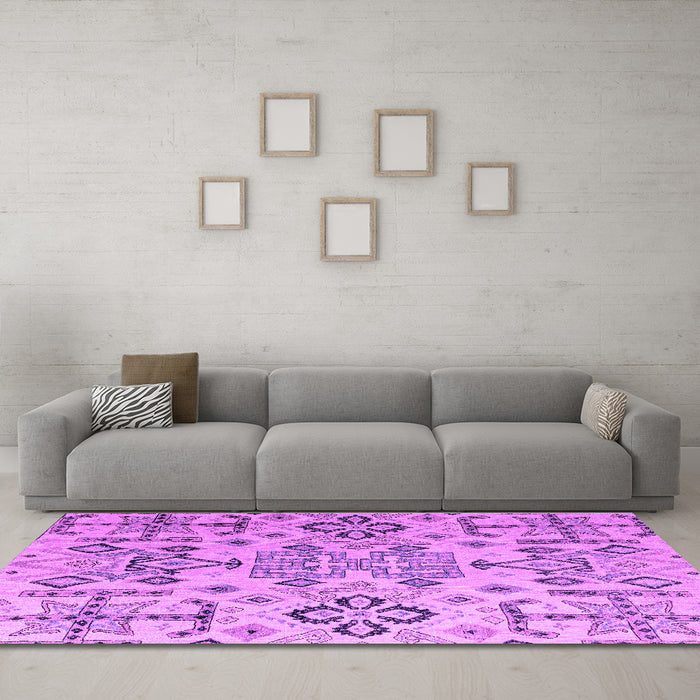Machine Washable Abstract Purple Modern Area Rugs in a Living Room, wshabs4884pur