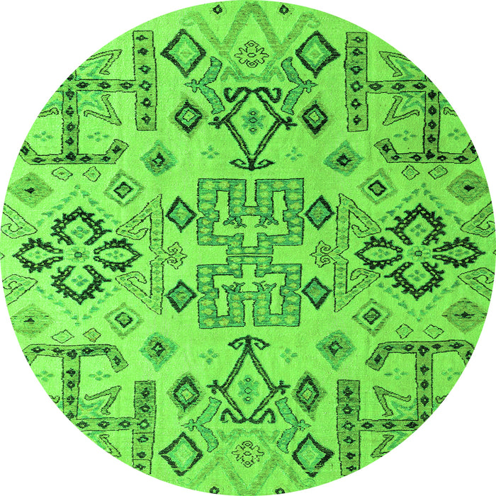 Round Abstract Green Modern Rug, abs4884grn