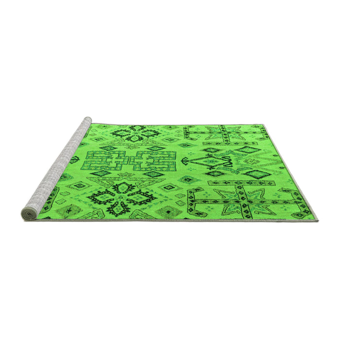 Sideview of Machine Washable Abstract Green Modern Area Rugs, wshabs4884grn