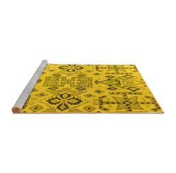 Sideview of Machine Washable Abstract Yellow Modern Rug, wshabs4884yw
