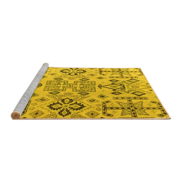 Sideview of Machine Washable Abstract Yellow Modern Rug, wshabs4884yw