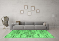 Machine Washable Abstract Emerald Green Modern Rug, wshabs4884emgrn