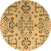 Round Abstract Brown Modern Rug, abs4884brn