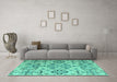 Machine Washable Abstract Turquoise Modern Area Rugs in a Living Room,, wshabs4884turq