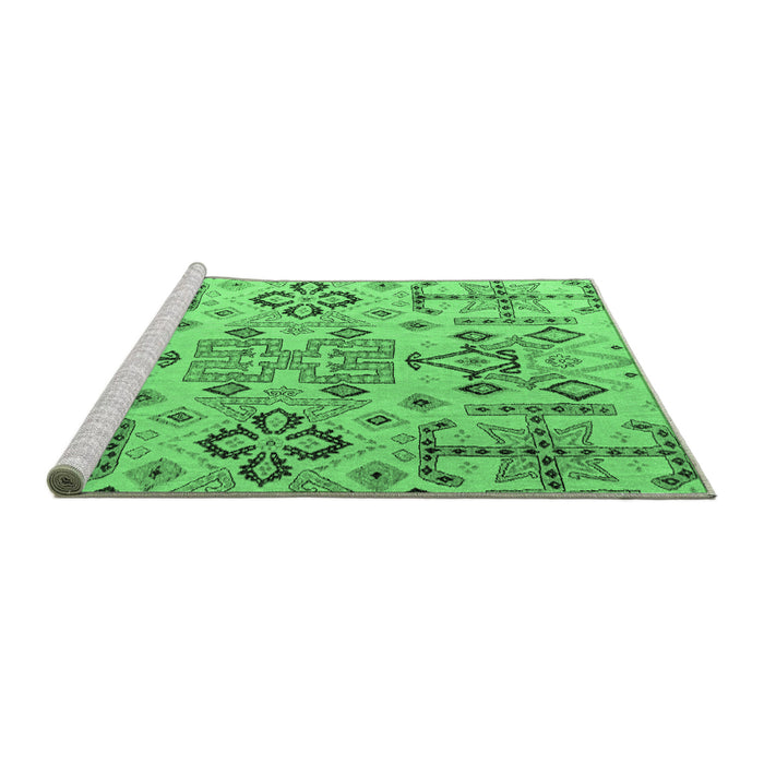 Sideview of Machine Washable Abstract Emerald Green Modern Area Rugs, wshabs4884emgrn