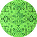 Round Machine Washable Abstract Green Modern Area Rugs, wshabs4884grn