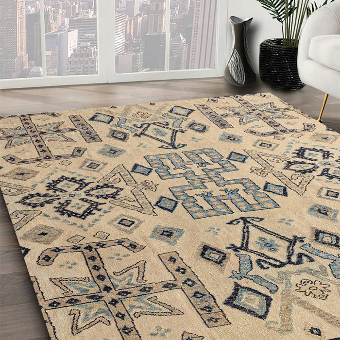 Abstract Khaki Green Modern Rug in Family Room, abs4884