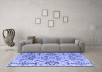 Machine Washable Abstract Blue Modern Rug, wshabs4884blu