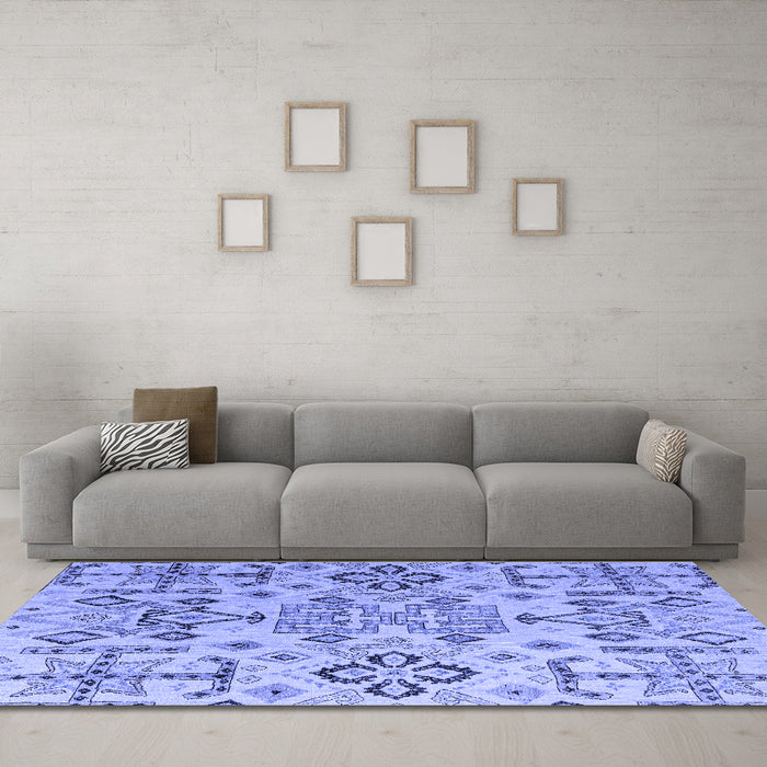Machine Washable Abstract Blue Modern Rug in a Living Room, wshabs4884blu