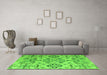 Machine Washable Abstract Green Modern Area Rugs in a Living Room,, wshabs4884grn