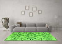 Machine Washable Abstract Green Modern Rug, wshabs4884grn