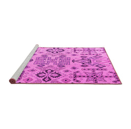 Sideview of Machine Washable Abstract Pink Modern Rug, wshabs4884pnk