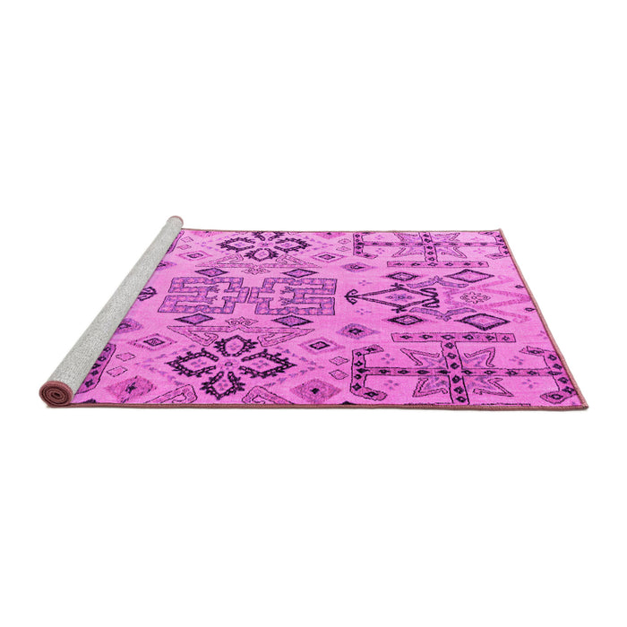 Sideview of Machine Washable Abstract Pink Modern Rug, wshabs4884pnk
