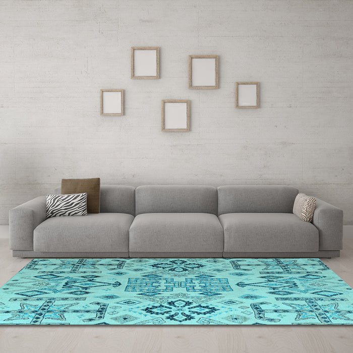 Machine Washable Abstract Light Blue Modern Rug in a Living Room, wshabs4884lblu