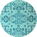 Round Abstract Light Blue Modern Rug, abs4884lblu