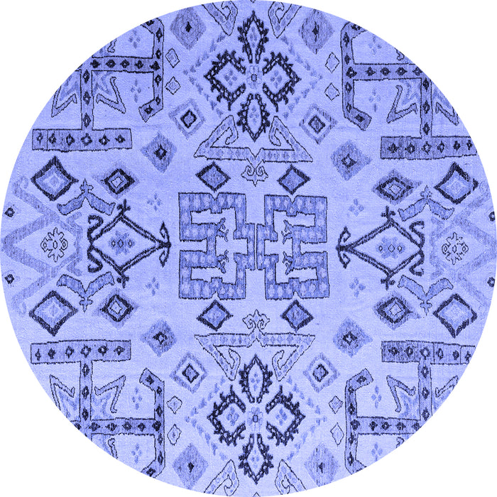 Round Machine Washable Abstract Blue Modern Rug, wshabs4884blu