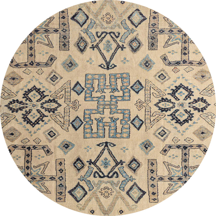 Round Machine Washable Abstract Khaki Green Rug, wshabs4884
