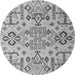 Round Machine Washable Abstract Gray Modern Rug, wshabs4884gry