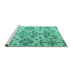Sideview of Machine Washable Abstract Turquoise Modern Area Rugs, wshabs4884turq