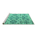 Sideview of Machine Washable Abstract Turquoise Modern Area Rugs, wshabs4884turq