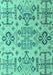 Machine Washable Abstract Turquoise Modern Area Rugs, wshabs4884turq