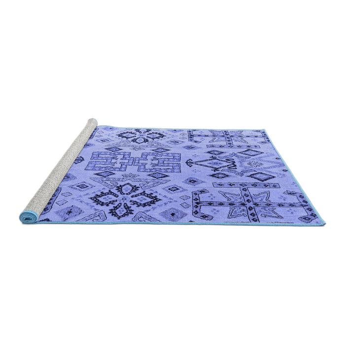Sideview of Machine Washable Abstract Blue Modern Rug, wshabs4884blu