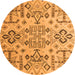 Round Abstract Orange Modern Rug, abs4884org