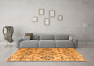 Machine Washable Abstract Orange Modern Area Rugs in a Living Room, wshabs4884org