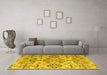 Machine Washable Abstract Yellow Modern Rug in a Living Room, wshabs4884yw