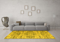 Machine Washable Abstract Yellow Modern Rug, wshabs4884yw