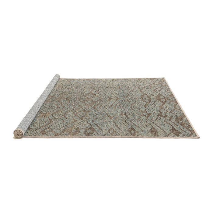 Sideview of Machine Washable Abstract Khaki Green Rug, wshabs4885