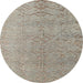 Round Machine Washable Abstract Khaki Green Rug, wshabs4885