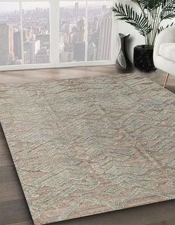 Abstract Khaki Green Modern Rug in Family Room, abs4885