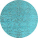 Round Machine Washable Abstract Light Blue Modern Rug, wshabs4885lblu