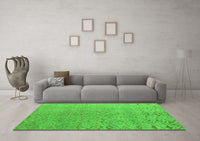 Machine Washable Abstract Green Modern Rug, wshabs4885grn