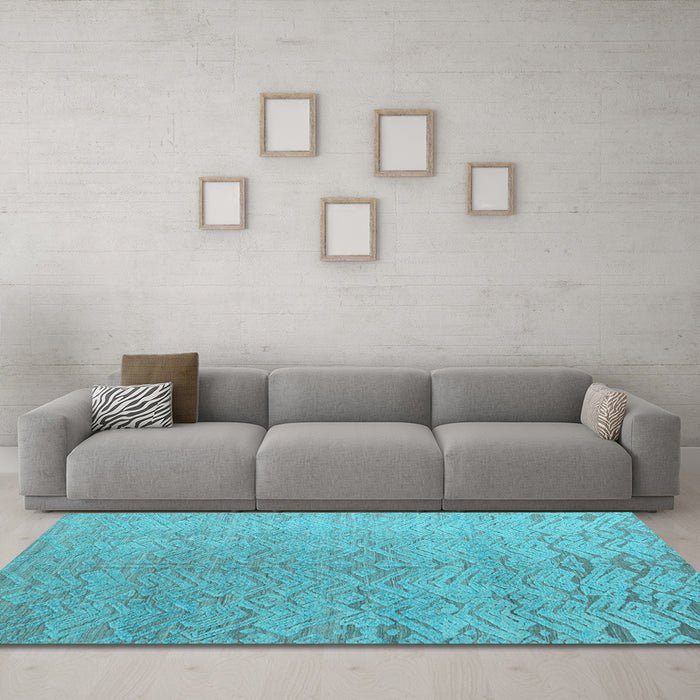 Machine Washable Abstract Light Blue Modern Rug in a Living Room, wshabs4885lblu