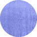 Round Machine Washable Abstract Blue Modern Rug, wshabs4885blu