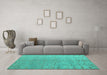 Machine Washable Abstract Turquoise Modern Area Rugs in a Living Room,, wshabs4885turq