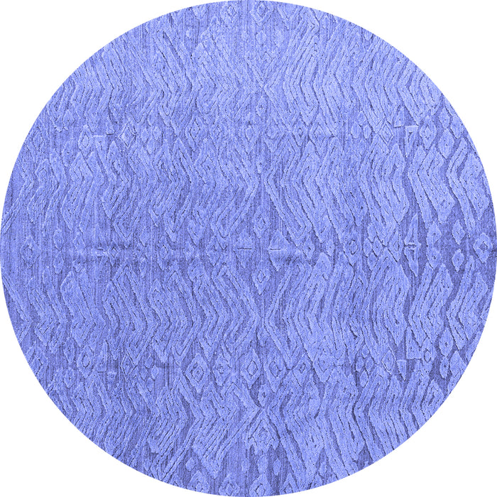 Round Abstract Blue Modern Rug, abs4885blu