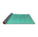 Sideview of Abstract Turquoise Modern Rug, abs4885turq