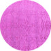 Round Machine Washable Abstract Pink Modern Rug, wshabs4885pnk