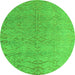 Round Machine Washable Abstract Green Modern Area Rugs, wshabs4885grn