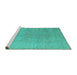 Sideview of Machine Washable Abstract Turquoise Modern Area Rugs, wshabs4885turq