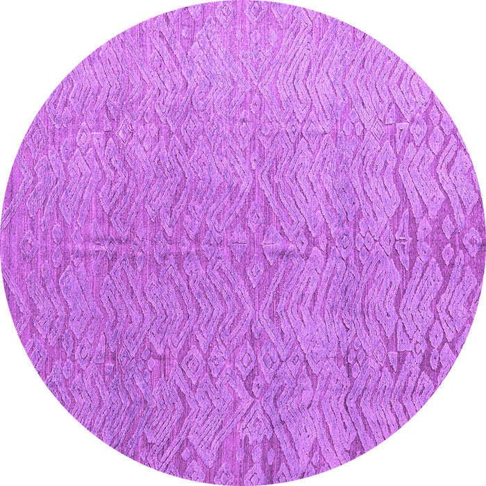 Round Machine Washable Abstract Purple Modern Area Rugs, wshabs4885pur