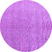 Round Machine Washable Abstract Purple Modern Area Rugs, wshabs4885pur