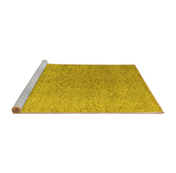 Sideview of Machine Washable Abstract Yellow Modern Rug, wshabs4885yw