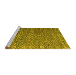 Sideview of Machine Washable Abstract Yellow Modern Rug, wshabs4886yw