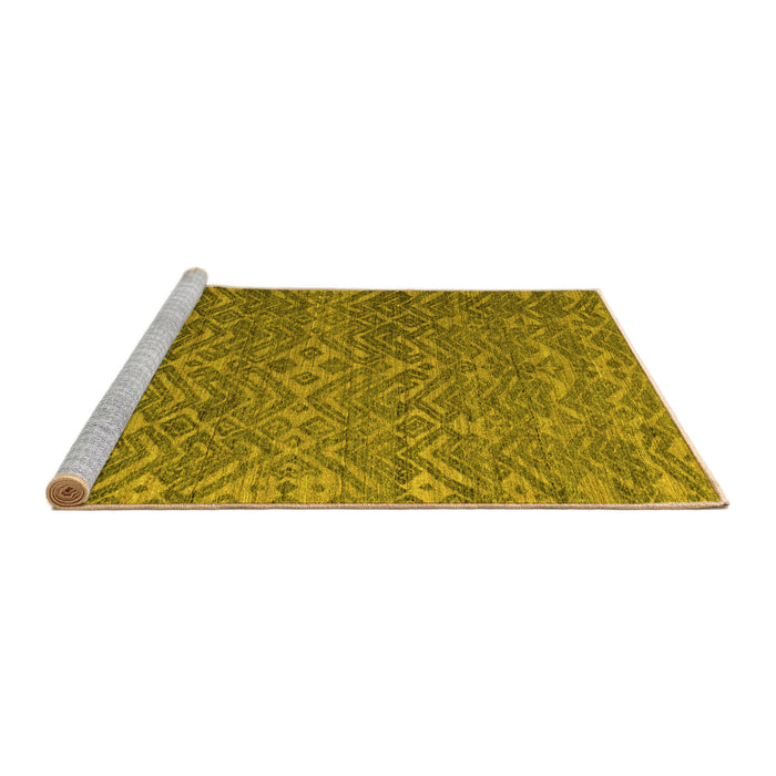 Sideview of Machine Washable Abstract Yellow Modern Rug, wshabs4886yw